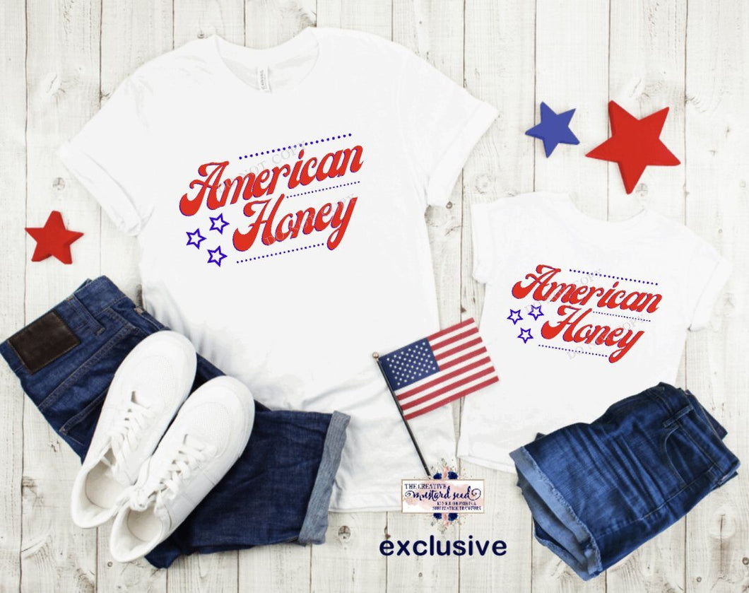 PO Screen Print Transfer | Mom and Me | July 4th | American Honey (HIGH HEAT)