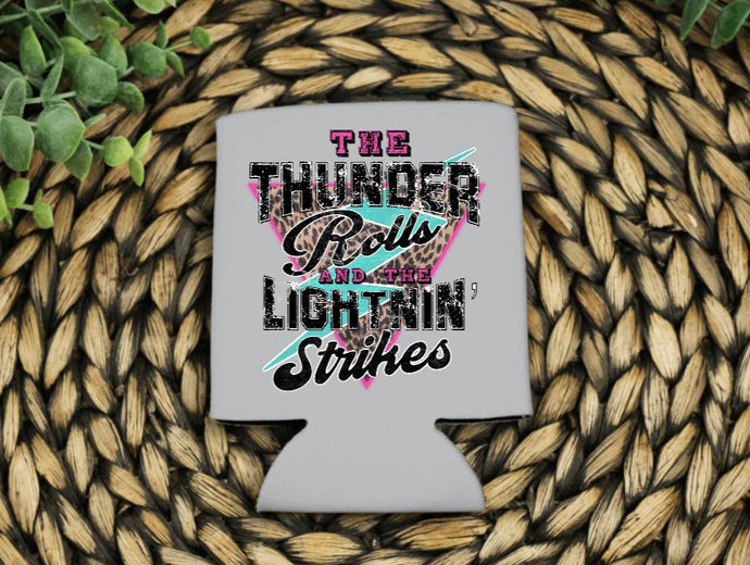 PO Screen Print Transfer | Thunder Rolls 3” Koozie | Shirt Pocket