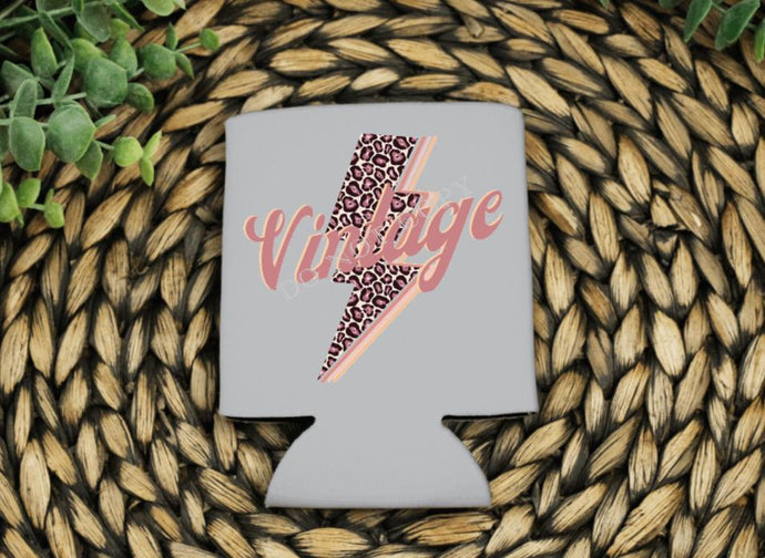 PO Screen Print Transfer | Vintage Lightening Bolt 3” Koozie | Shirt Pocket