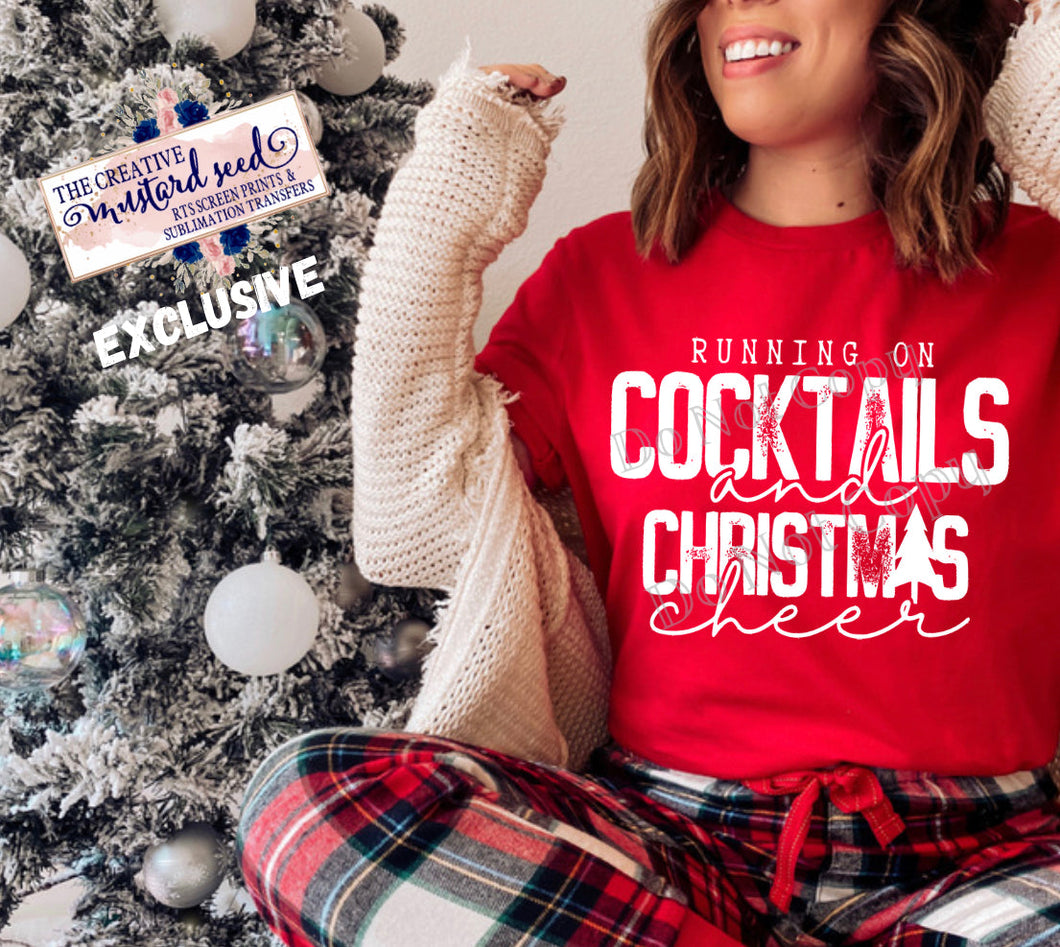 PO SHIPS 10/5 Screen Print Transfer | Cocktails and Christmas Cheer