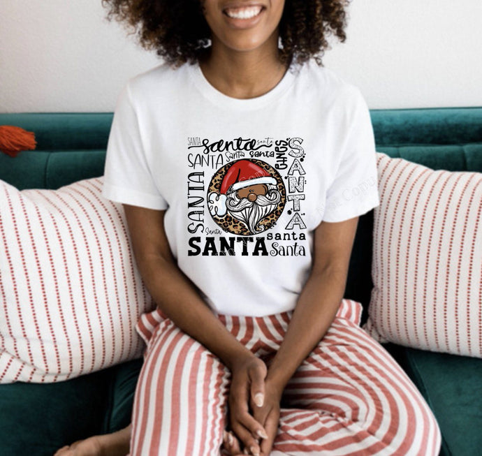 PO SHIPS 11/10 Screen Print Transfer | Darker Skin Santa Typography (HIGH HEAT)