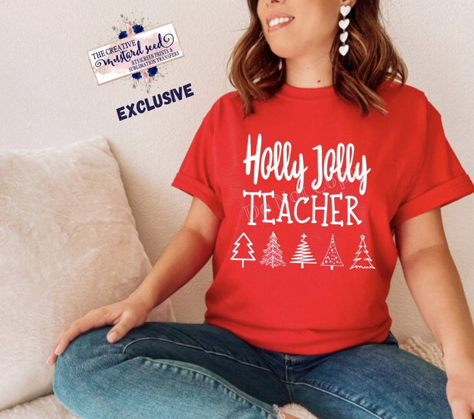 PO SHIPS 11/10 Screen Print Transfer | Holly Jolly Teacher