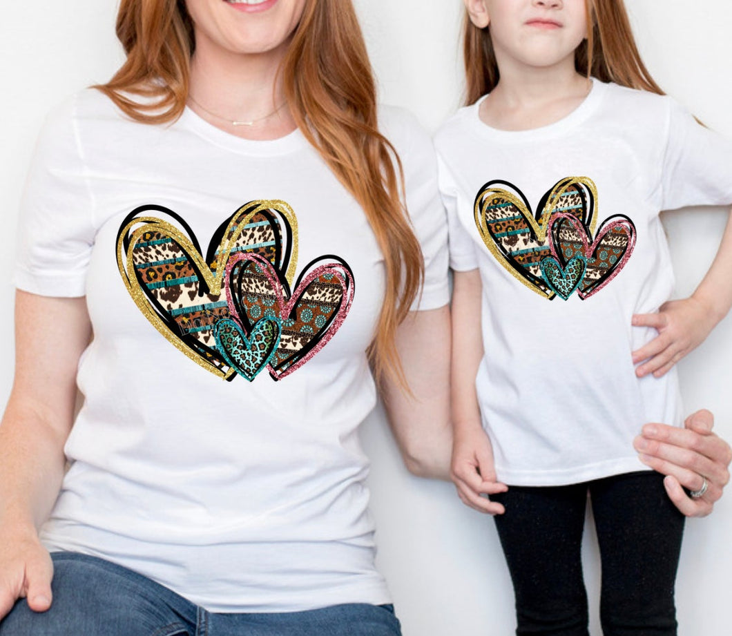 PO SHIPS 1/12 Screen Print Transfer | Boho Hearts | Adult and Youth (HIGH HEAT)