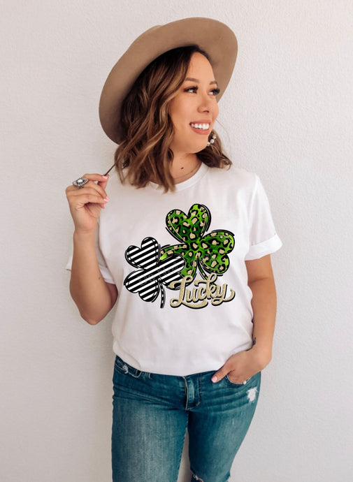 PO SHIPS 1/12 Screen Print Transfer | Lucky Shamrocks (HIGH HEAT)