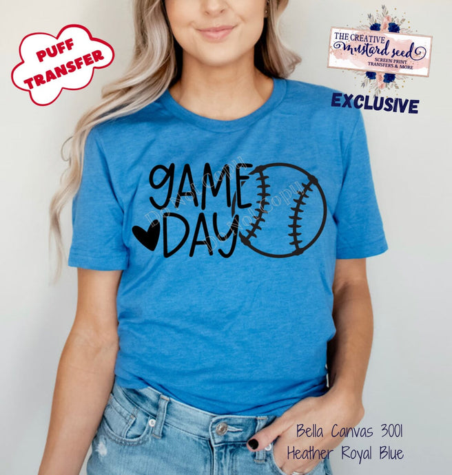 PO SHIPS 2/1 Screen Print Transfer | Game Day Baseball Softball PUFF