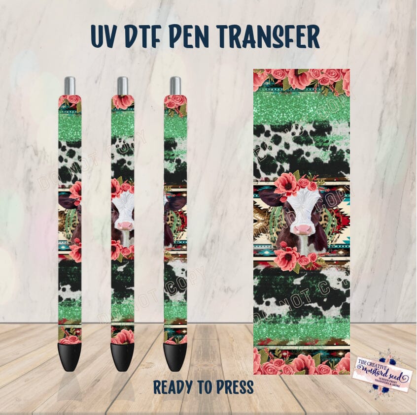 PO SHIPS 2/17 Boho Cow Pen UV DTF Wrap