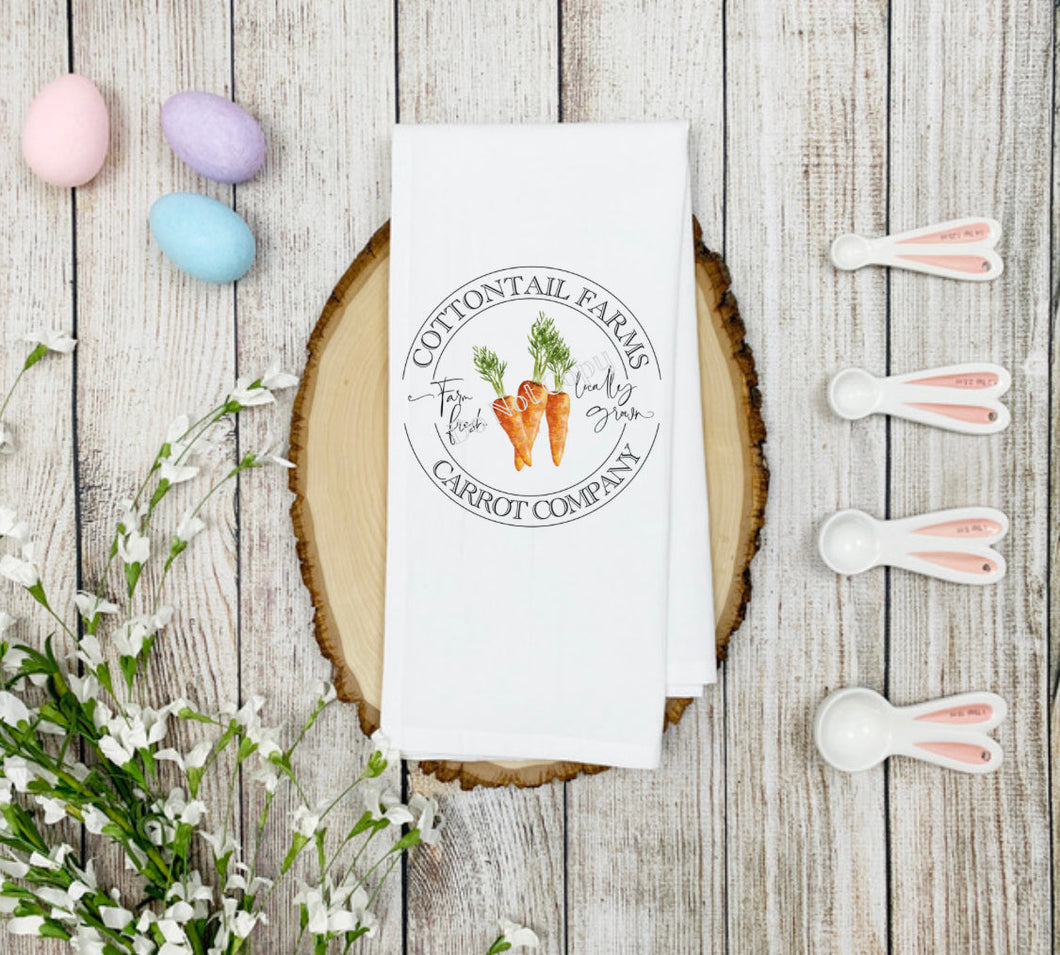 PO SHIPS 3/16 Screen Print Transfer | Cottontail Farms Carrot Tea Towel (HIGH HEAT)