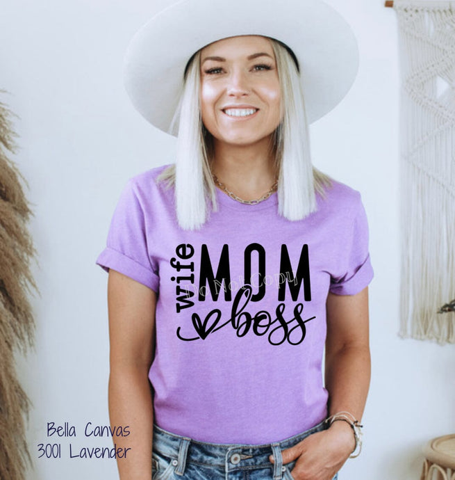 PO SHIPS 3/22 Screen Print Transfer | Mom Wife Boss