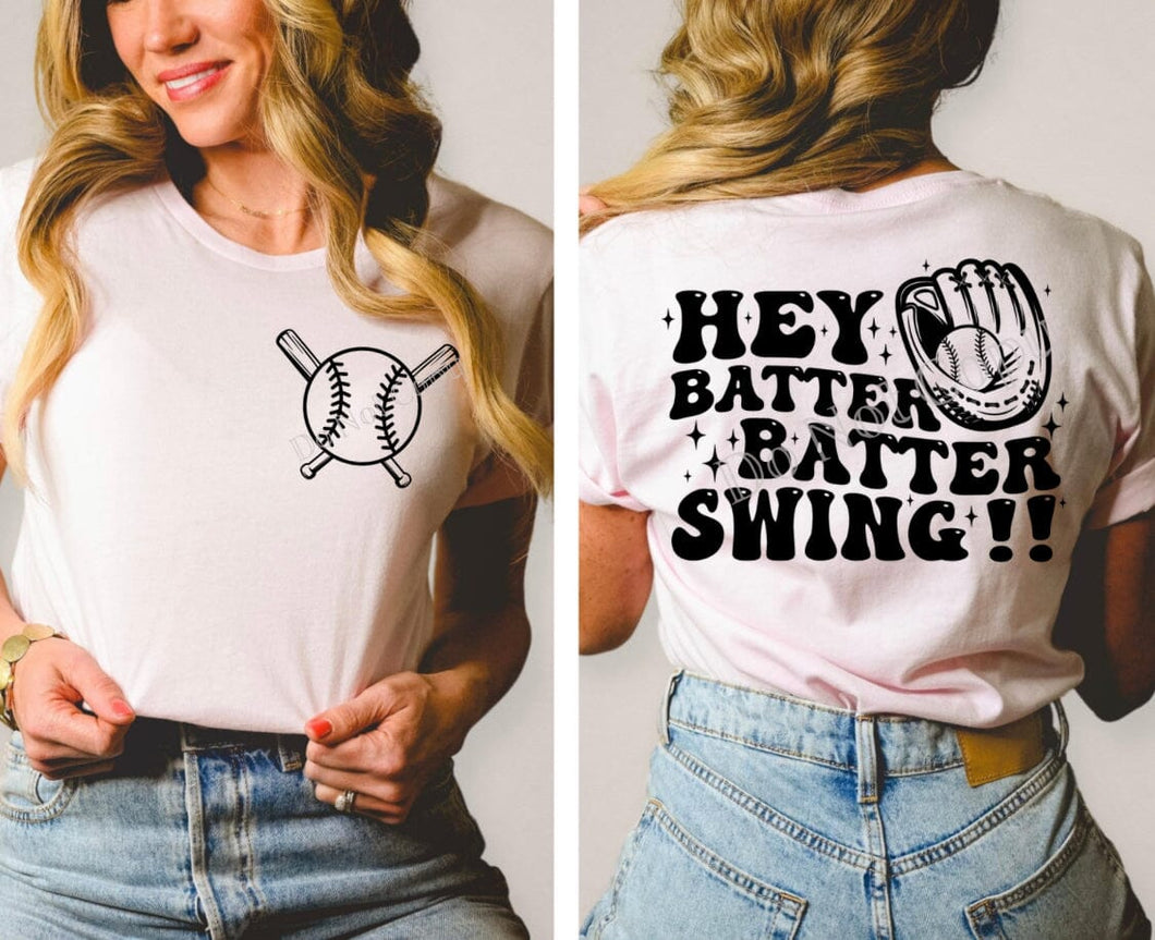 PO SHIPS 4/12 Screen Print Transfer | Hey Batter Batter Pocket | 11.5” Back