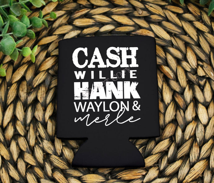 PO SHIPS 4/13 Screen Print Transfer | Cash Willie Hank 3” Koozie | Shirt Pocket