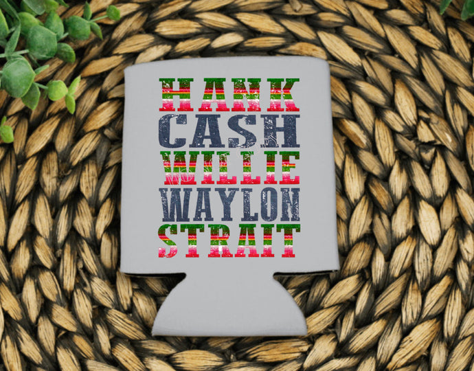 PO SHIPS 4/13 Screen Print Transfer | Hank Cash Willie Waylon Strait 3” Koozie | Shirt Pocket