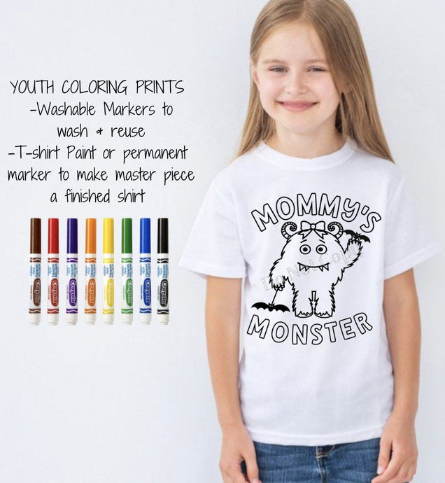 PO SHIPS 9/29 Screen Print Transfer | YOUTH 8” Girl Monster Coloring Transfer