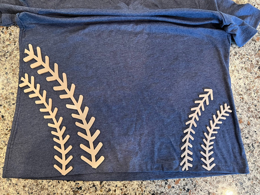 Reuseable REVERSE Baseball Threads Acrylic Bleaching Stencil