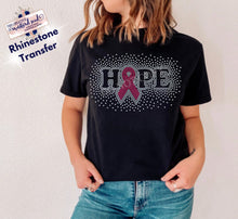 Load image into Gallery viewer, RTS Rhinestone Transfer | Hope Breast Cancer (Pink and Clear Stone)
